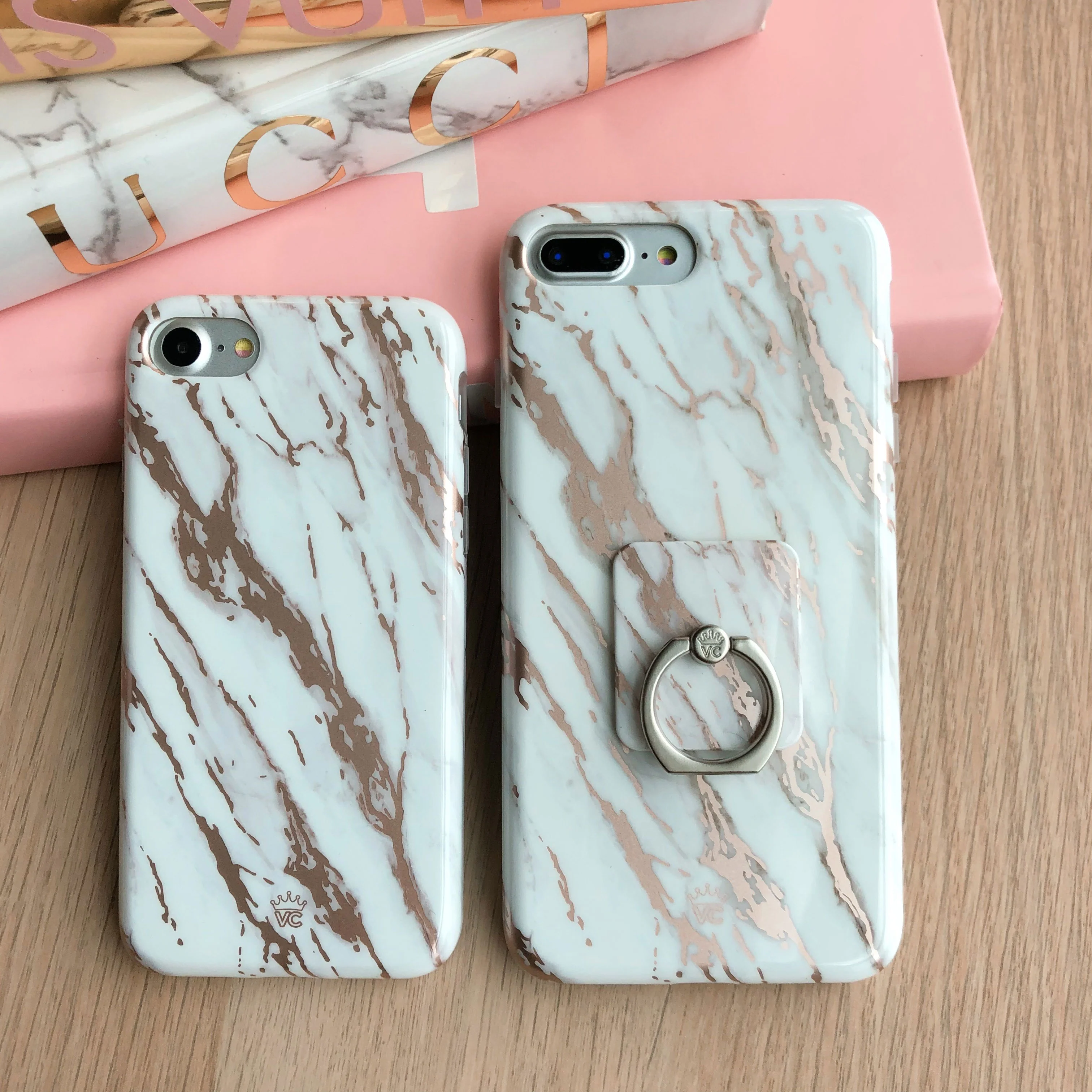 White Marble Rose Gold Chrome 2.0 iPhone Case - Image 2