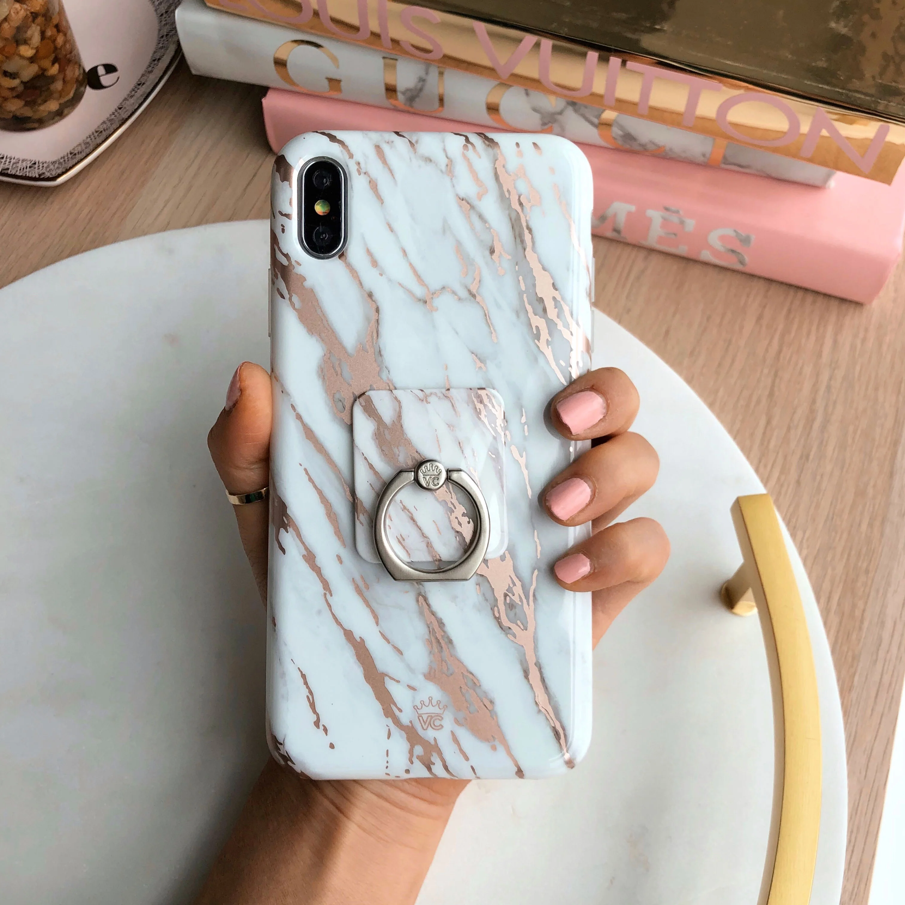 White Marble Rose Gold Chrome 2.0 iPhone Case - Image 32