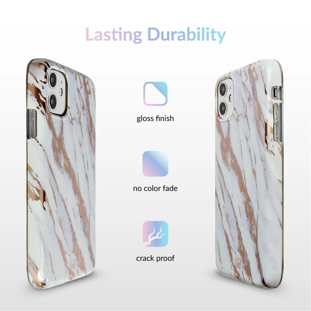 White Marble Rose Gold Chrome 2.0 iPhone Case - Image 46