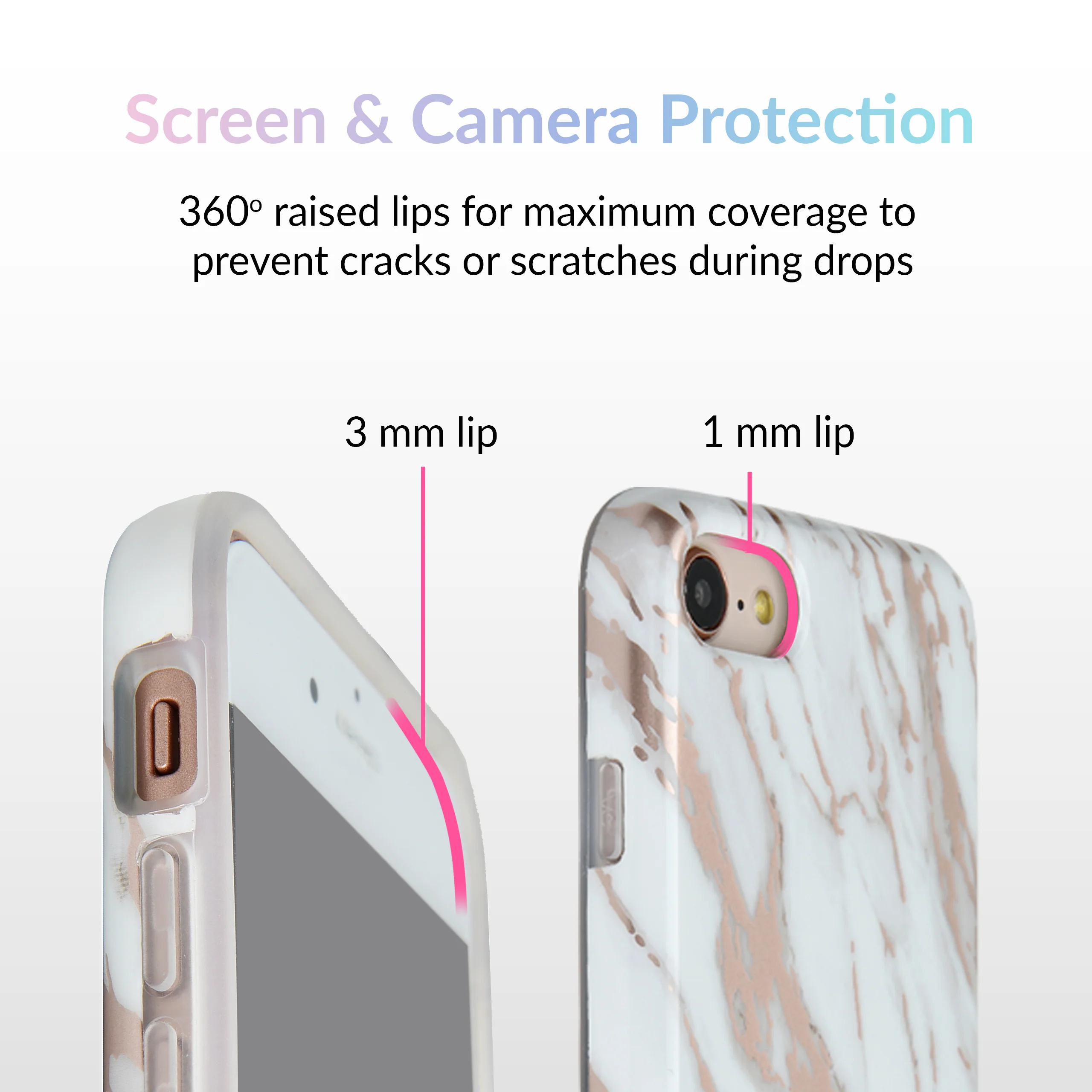 White Marble Rose Gold Chrome 2.0 iPhone Case - Image 9