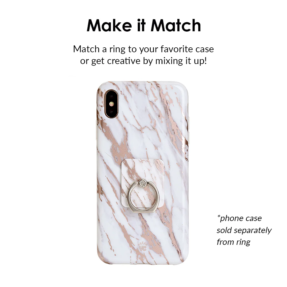 White Marble Rose Gold Chrome 2 Phone Ring - Image 2