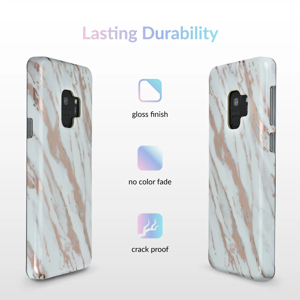 White Marble Rose Gold Chrome 2 Samsung Galaxy Case - Image 14