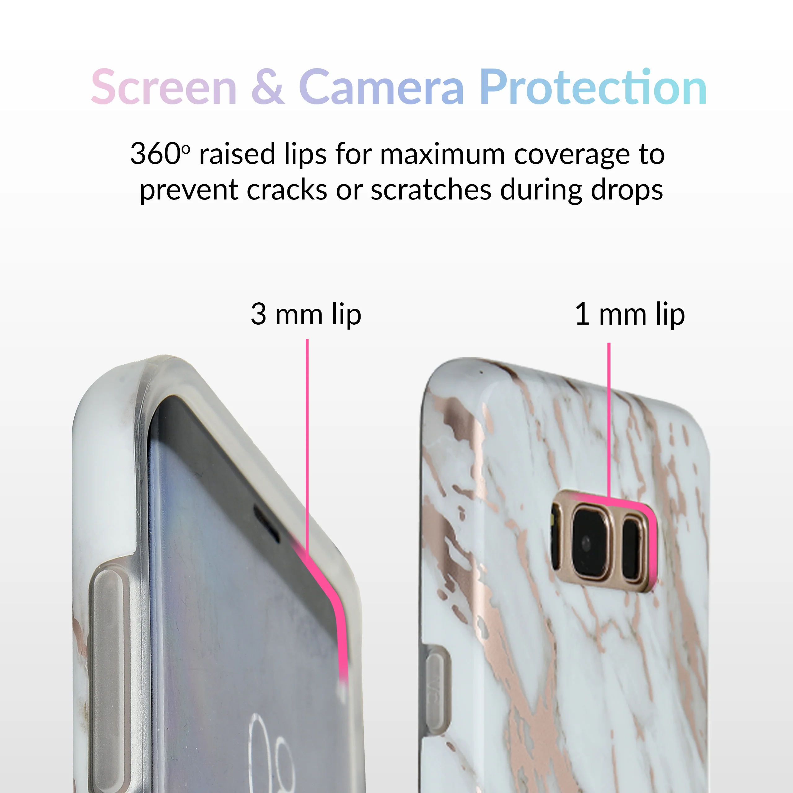 White Marble Rose Gold Chrome 2 Samsung Galaxy Case - Image 2