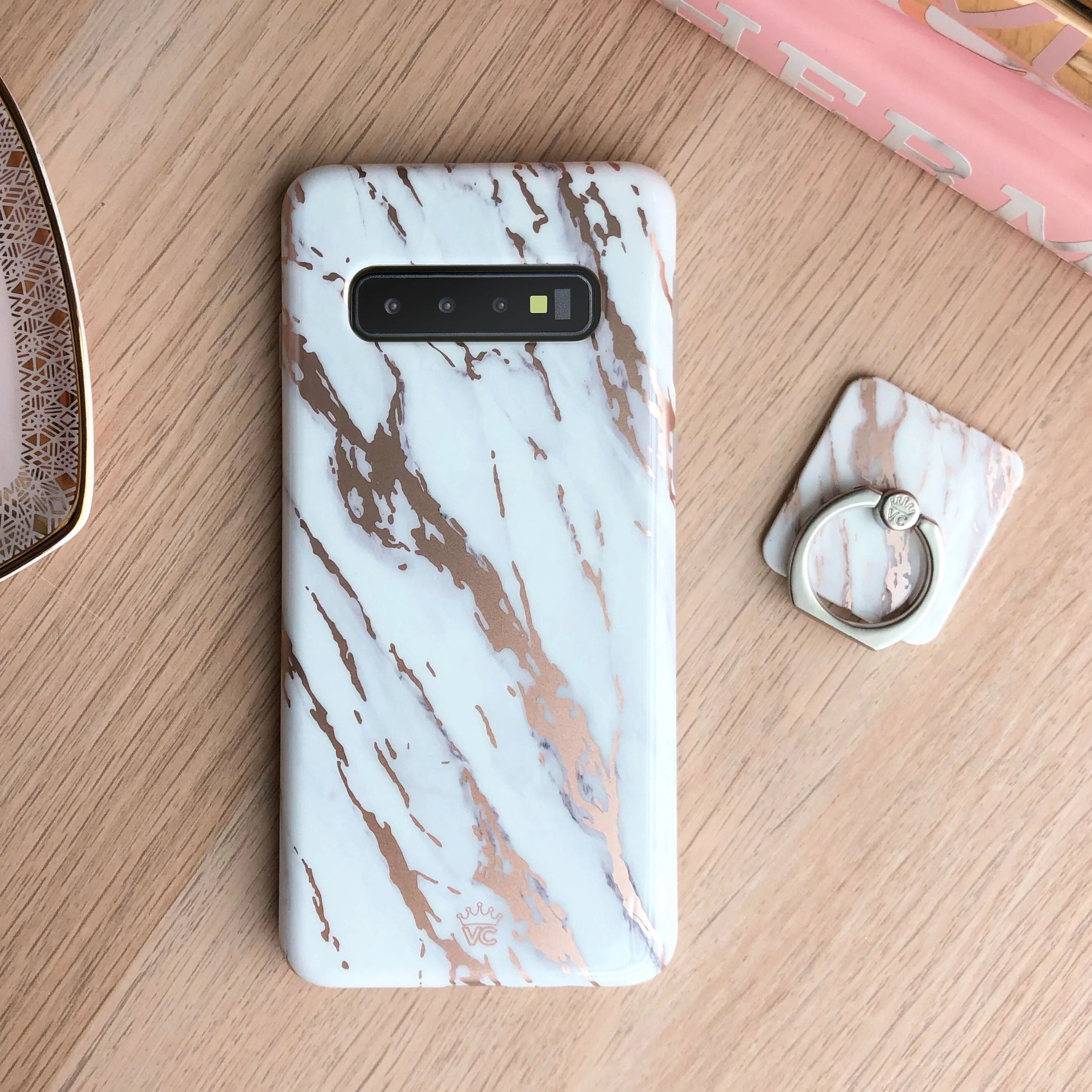 White Marble Rose Gold Chrome 2 Samsung Galaxy Case - Image 40
