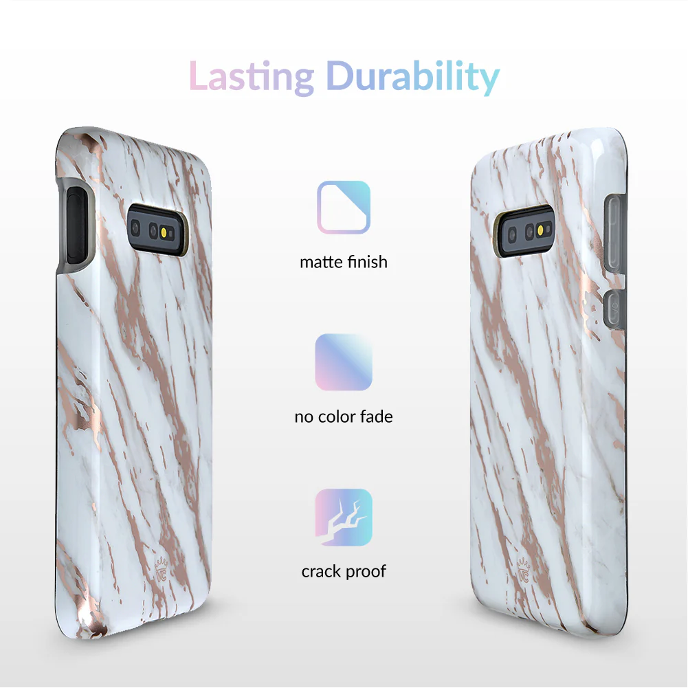 White Marble Rose Gold Chrome 2 Samsung Galaxy Case - Image 48