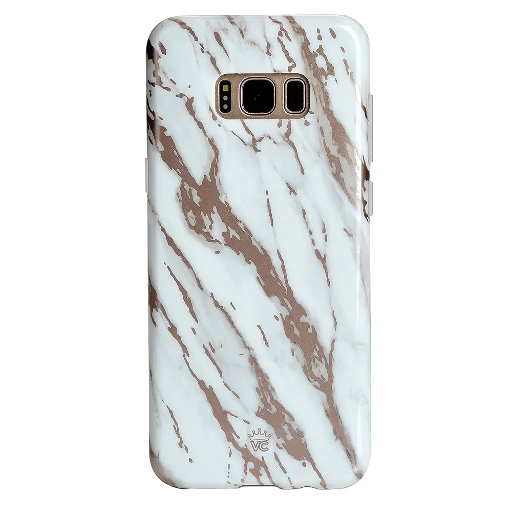 White Marble Rose Gold Chrome 2 Samsung Galaxy Case - Image 6
