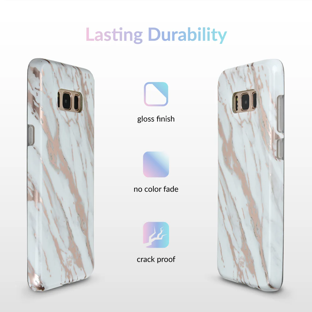 White Marble Rose Gold Chrome 2 Samsung Galaxy Case - Image 9