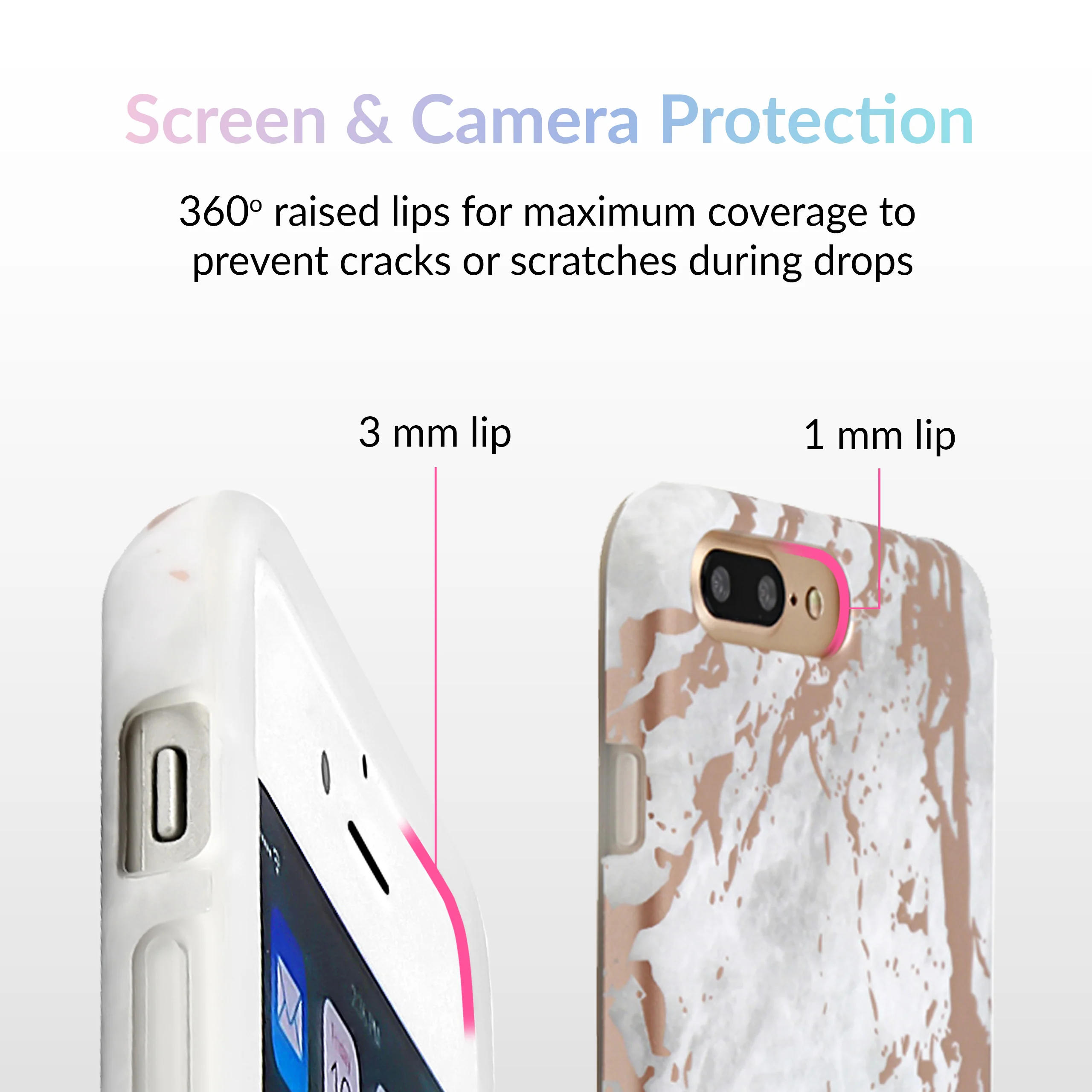 White Marble Rose Gold Chrome iPhone Case - Image 24