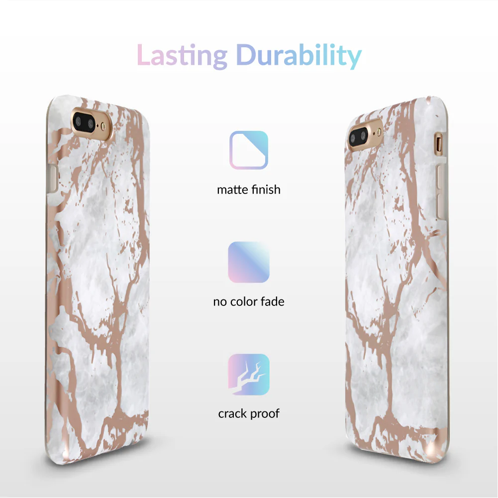 White Marble Rose Gold Chrome iPhone Case - Image 26
