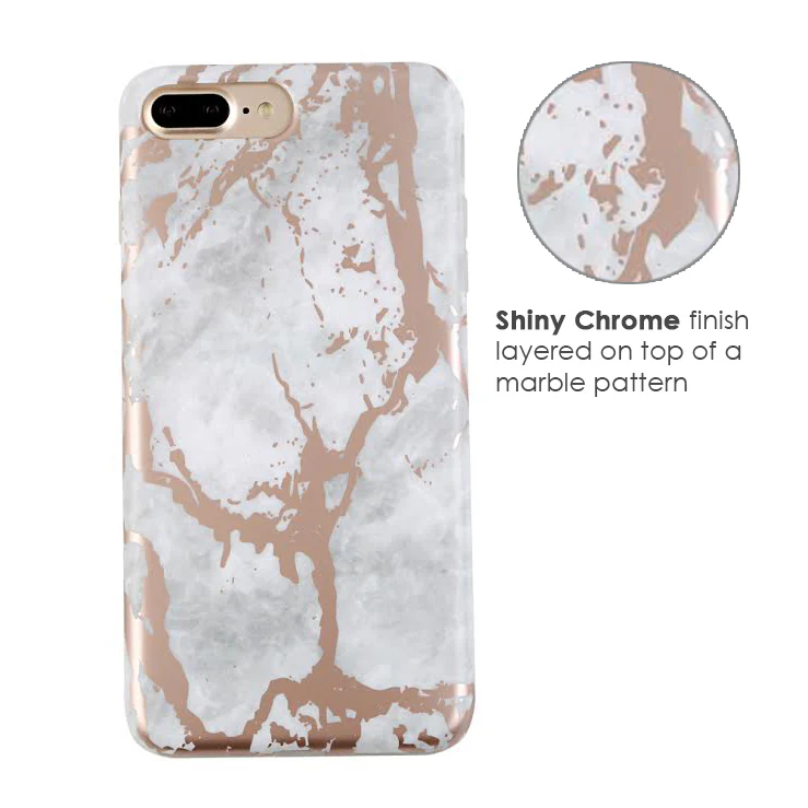 White Marble Rose Gold Chrome iPhone Case - Image 28