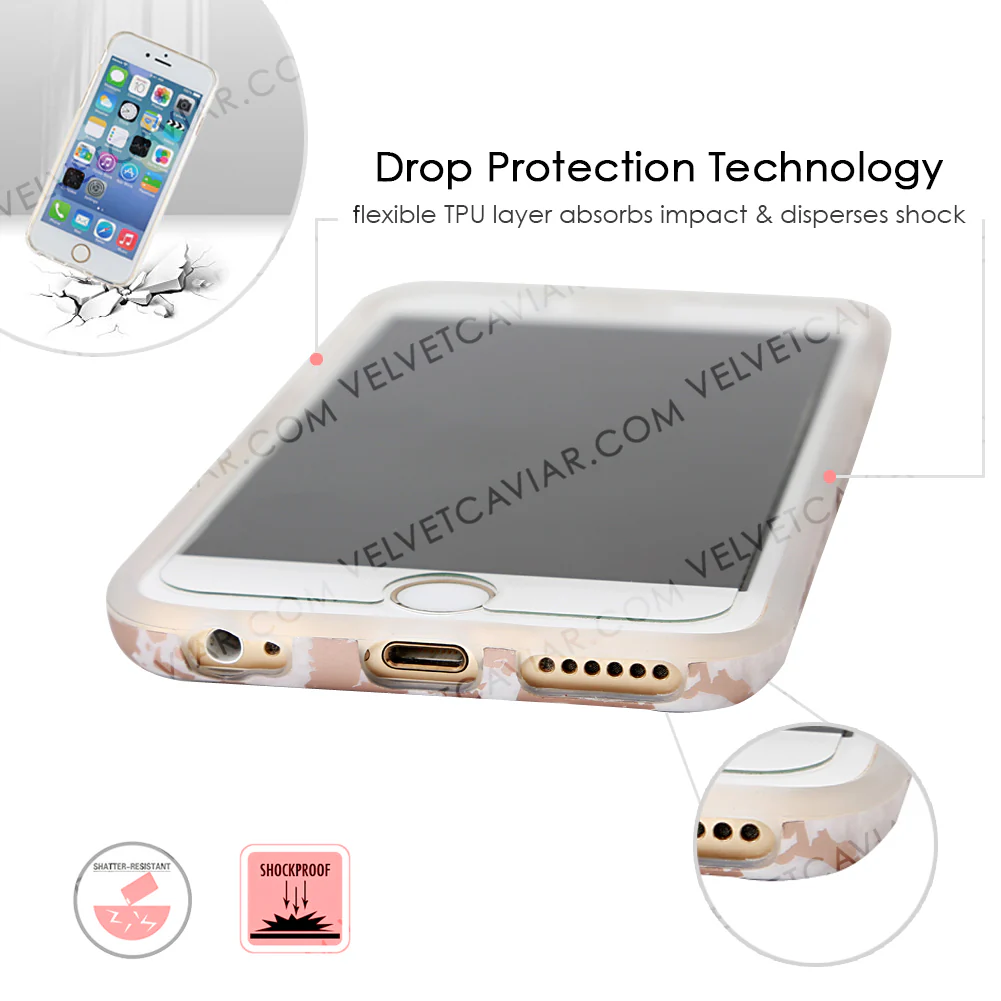 White Marble Rose Gold Chrome iPhone Case - Image 34