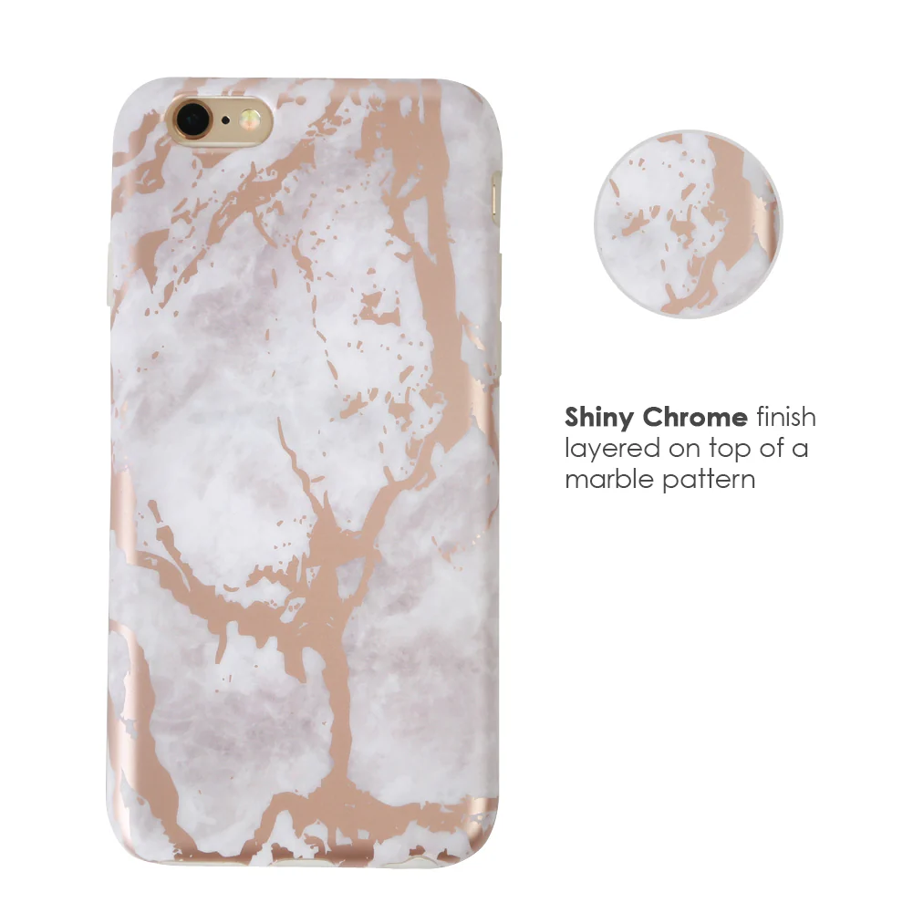 White Marble Rose Gold Chrome iPhone Case - Image 39