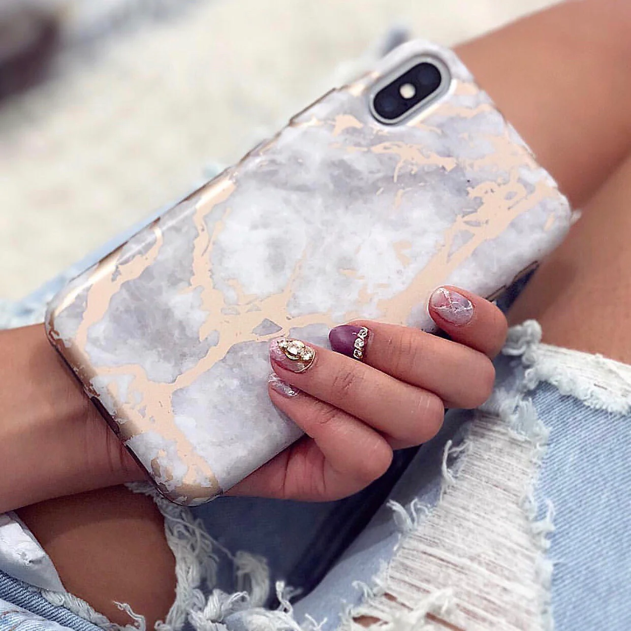 White Marble Rose Gold Chrome iPhone Case - Image 42