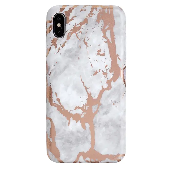 White Marble Rose Gold Chrome iPhone Case - Image 48