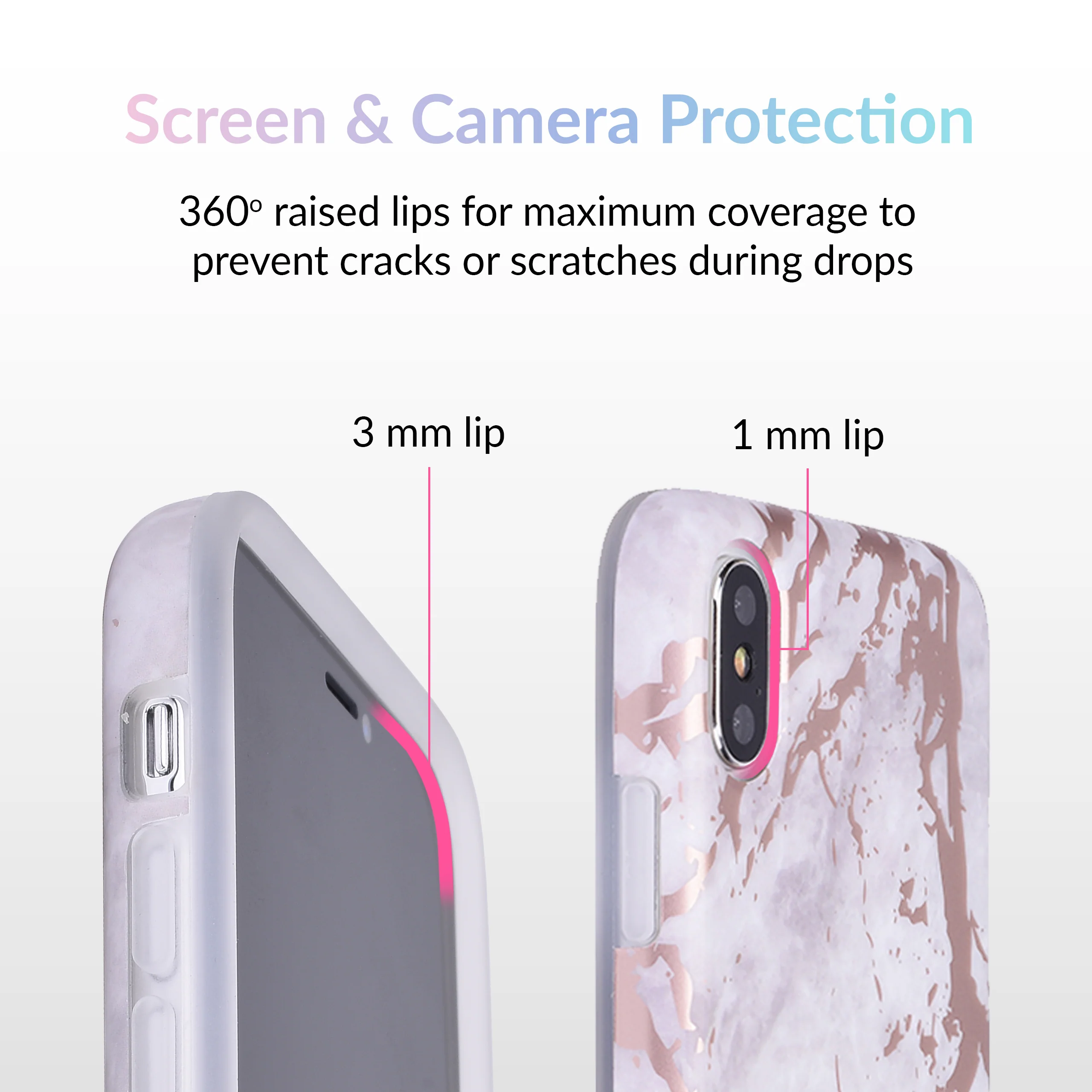 White Marble Rose Gold Chrome iPhone Case - Image 50