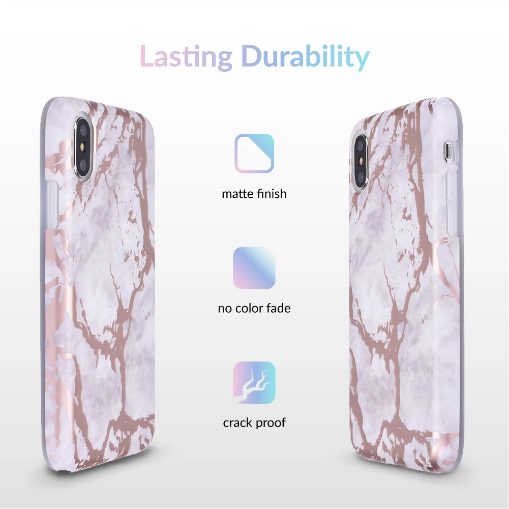 White Marble Rose Gold Chrome iPhone Case - Image 52