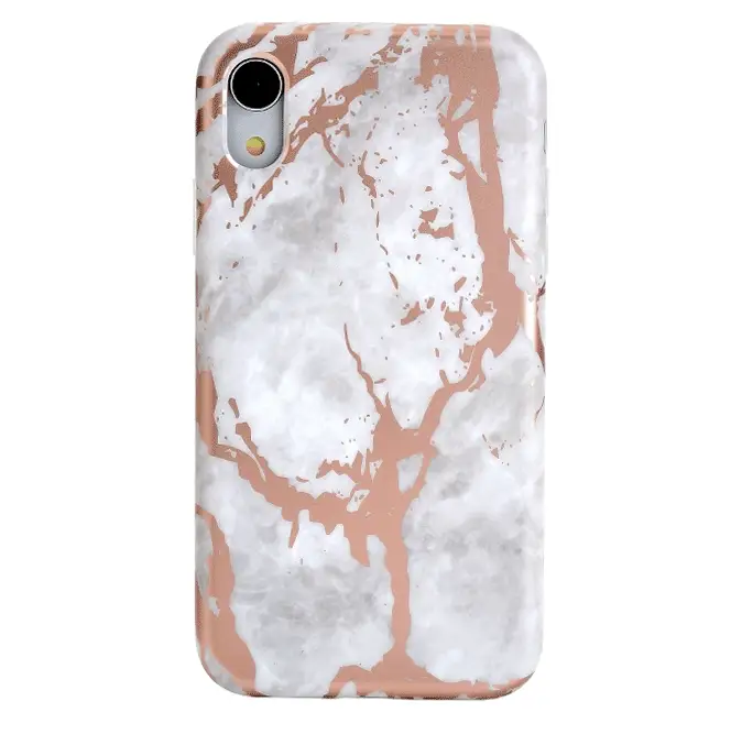 White Marble Rose Gold Chrome iPhone Case - Image 55