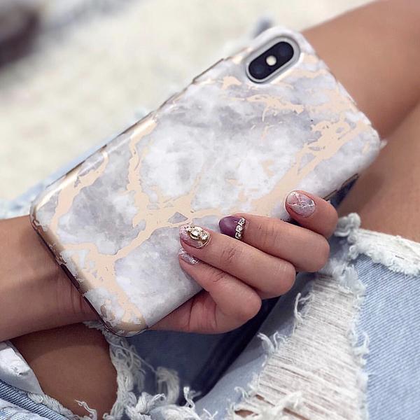 White Marble Rose Gold Chrome iPhone Case - Image 56