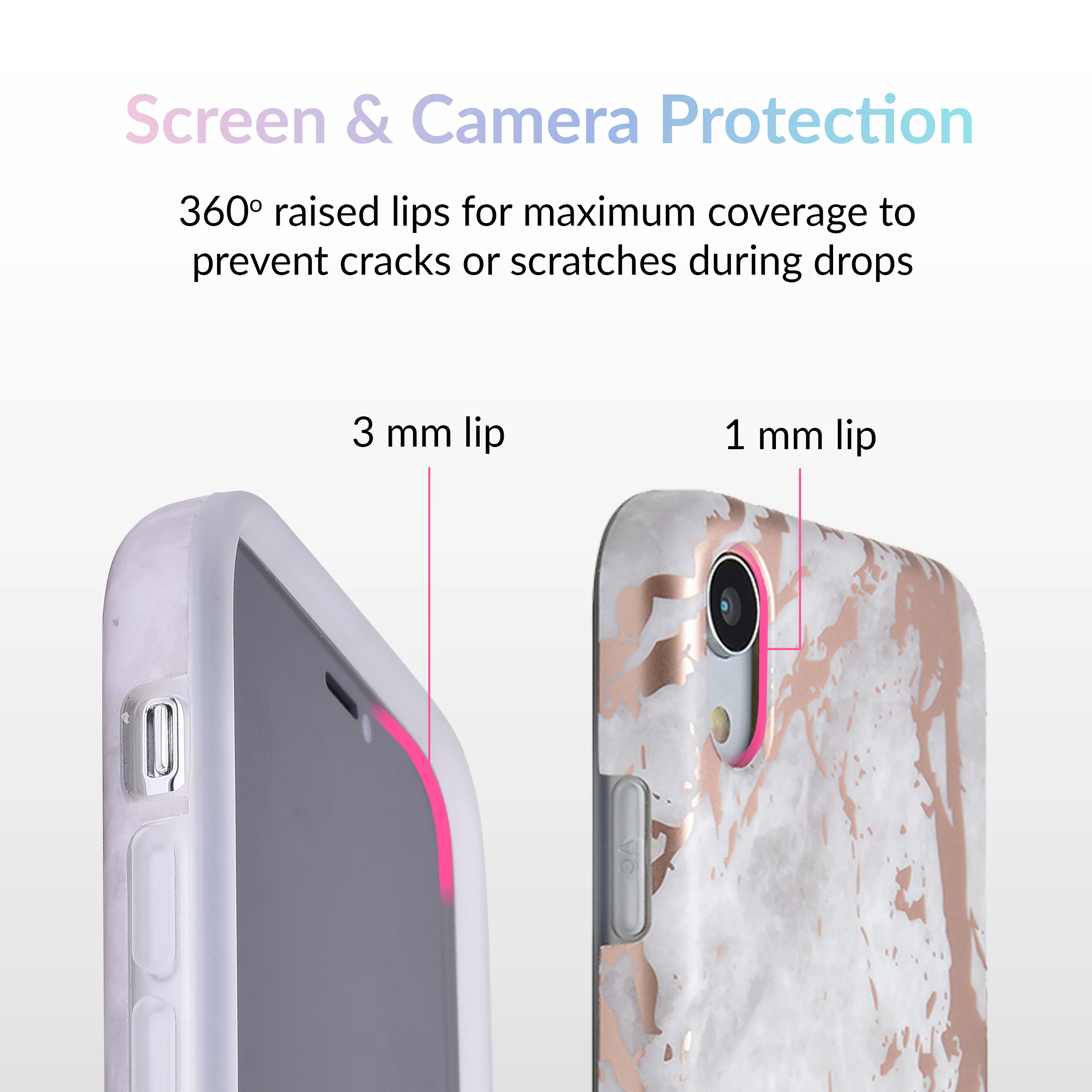 White Marble Rose Gold Chrome iPhone Case - Image 57