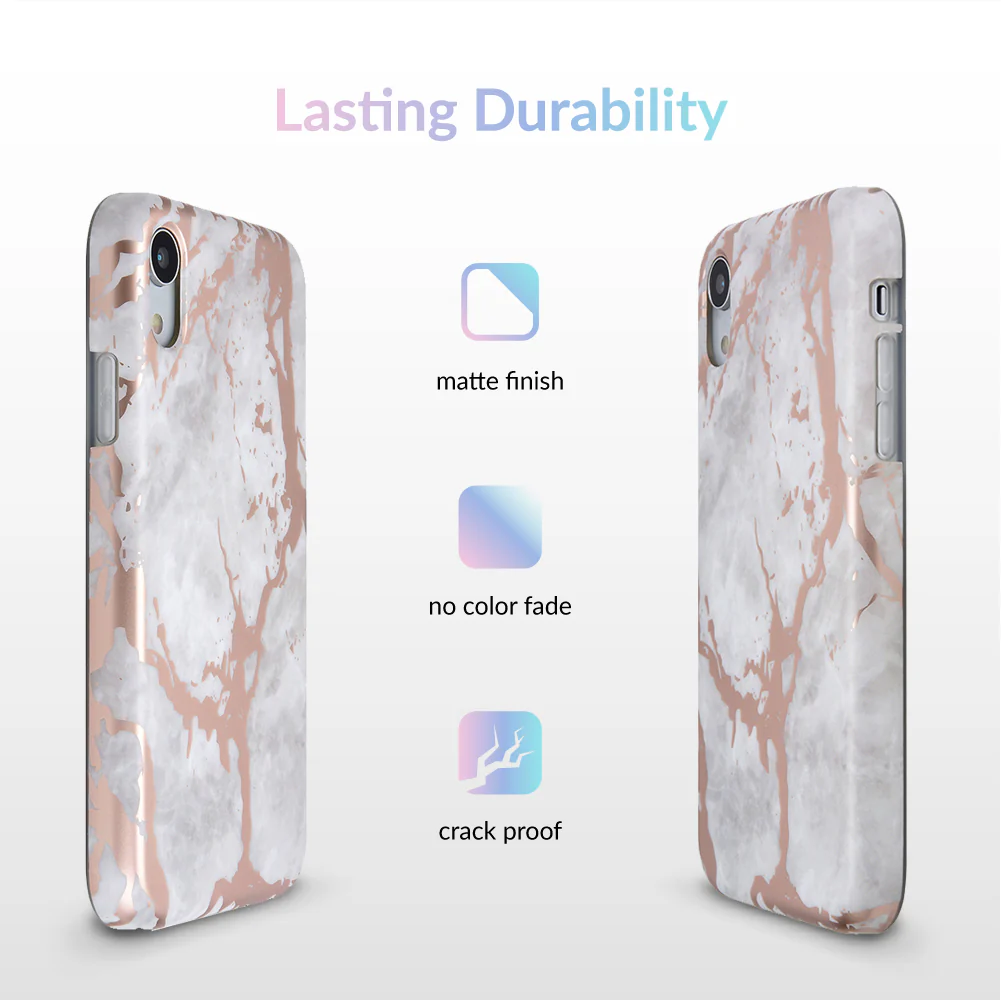 White Marble Rose Gold Chrome iPhone Case - Image 59