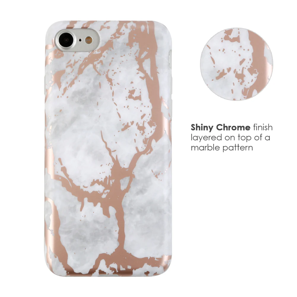 White Marble Rose Gold Chrome iPhone Case - Image 7