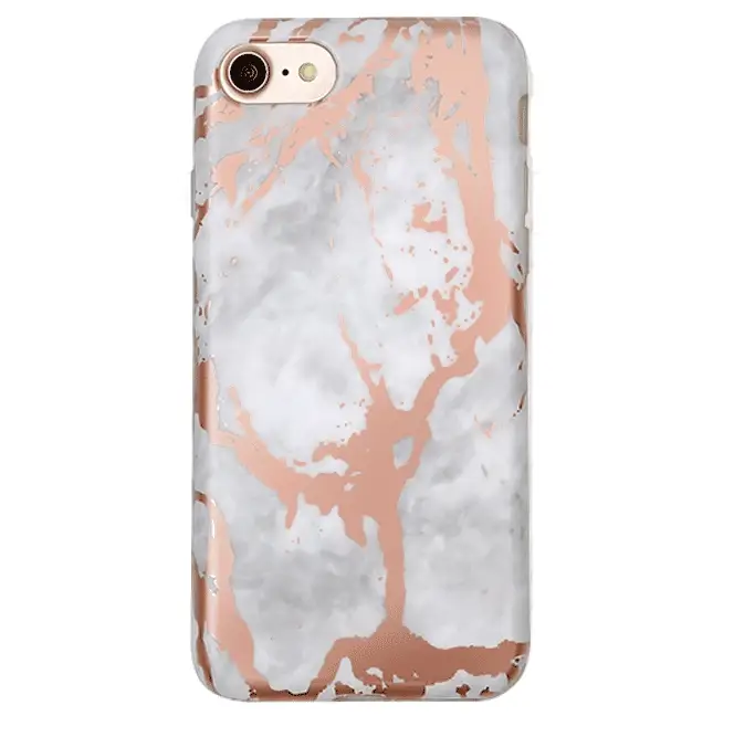 White Marble Rose Gold Chrome iPhone Case - Image 8