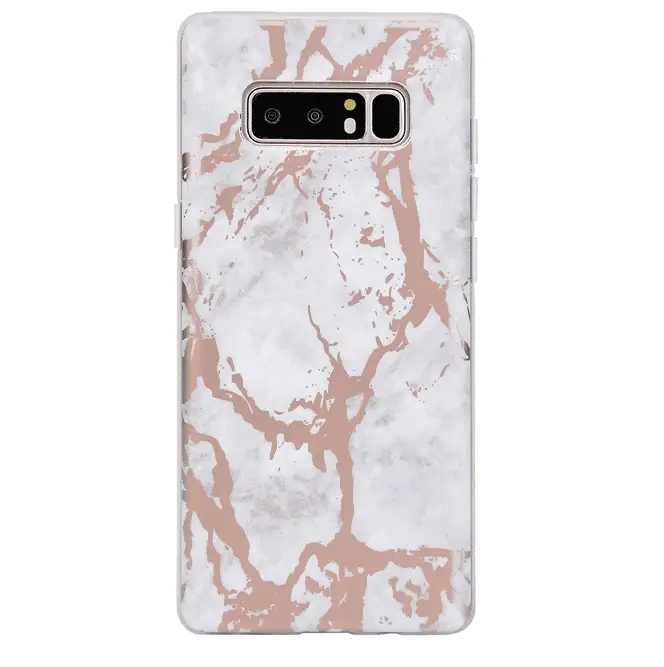 White Marble Rose Gold Chrome Samsung Galaxy Case - Image 11