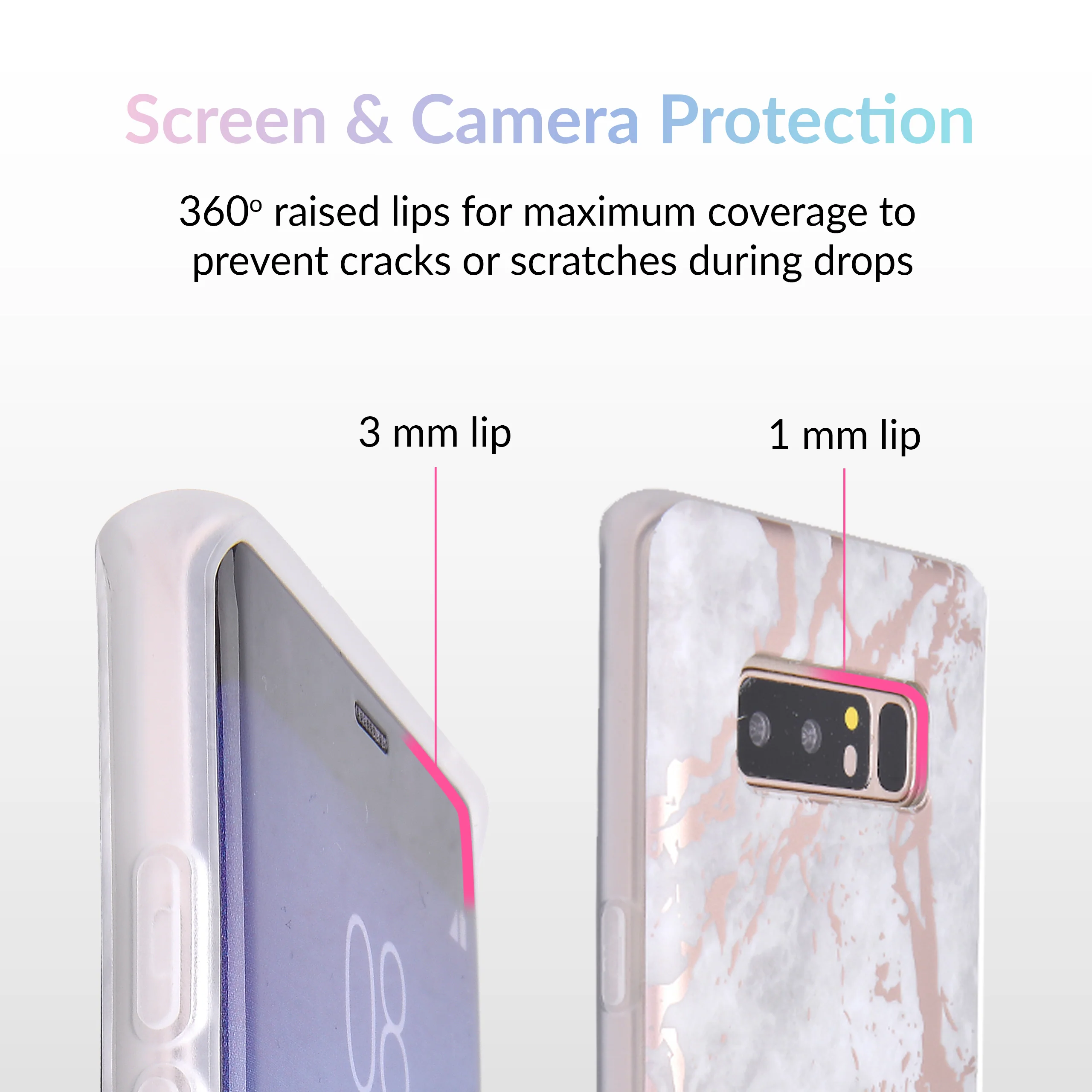 White Marble Rose Gold Chrome Samsung Galaxy Case - Image 12