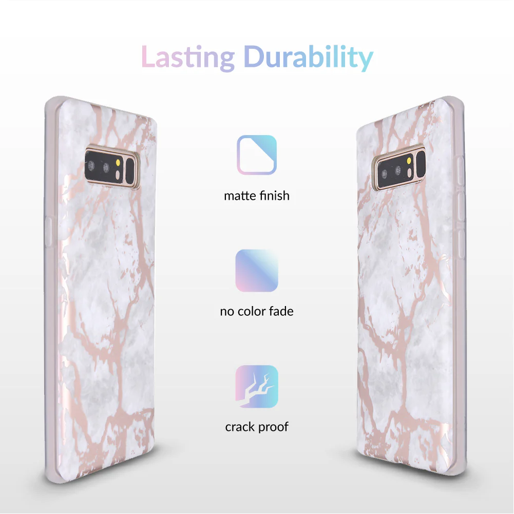 White Marble Rose Gold Chrome Samsung Galaxy Case - Image 14