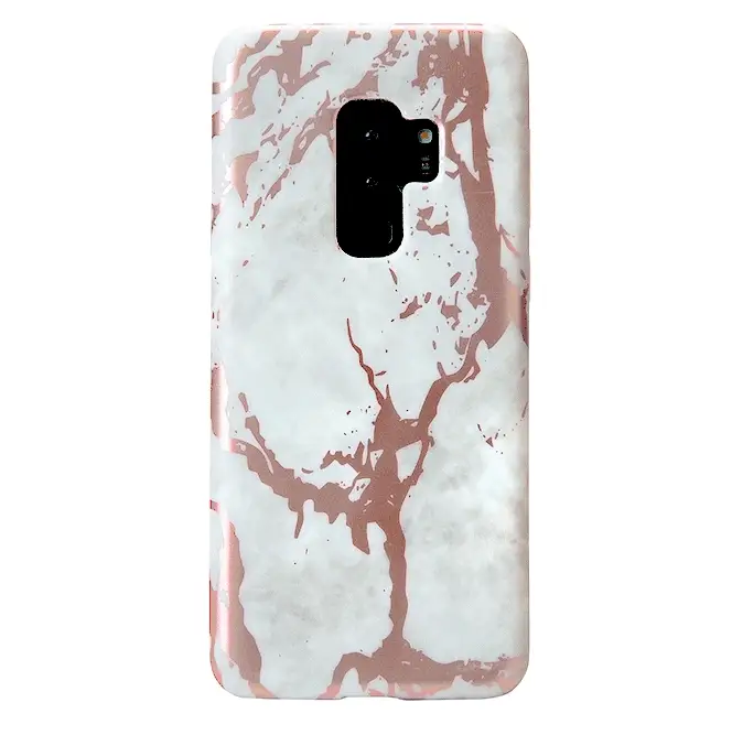 White Marble Rose Gold Chrome Samsung Galaxy Case - Image 16
