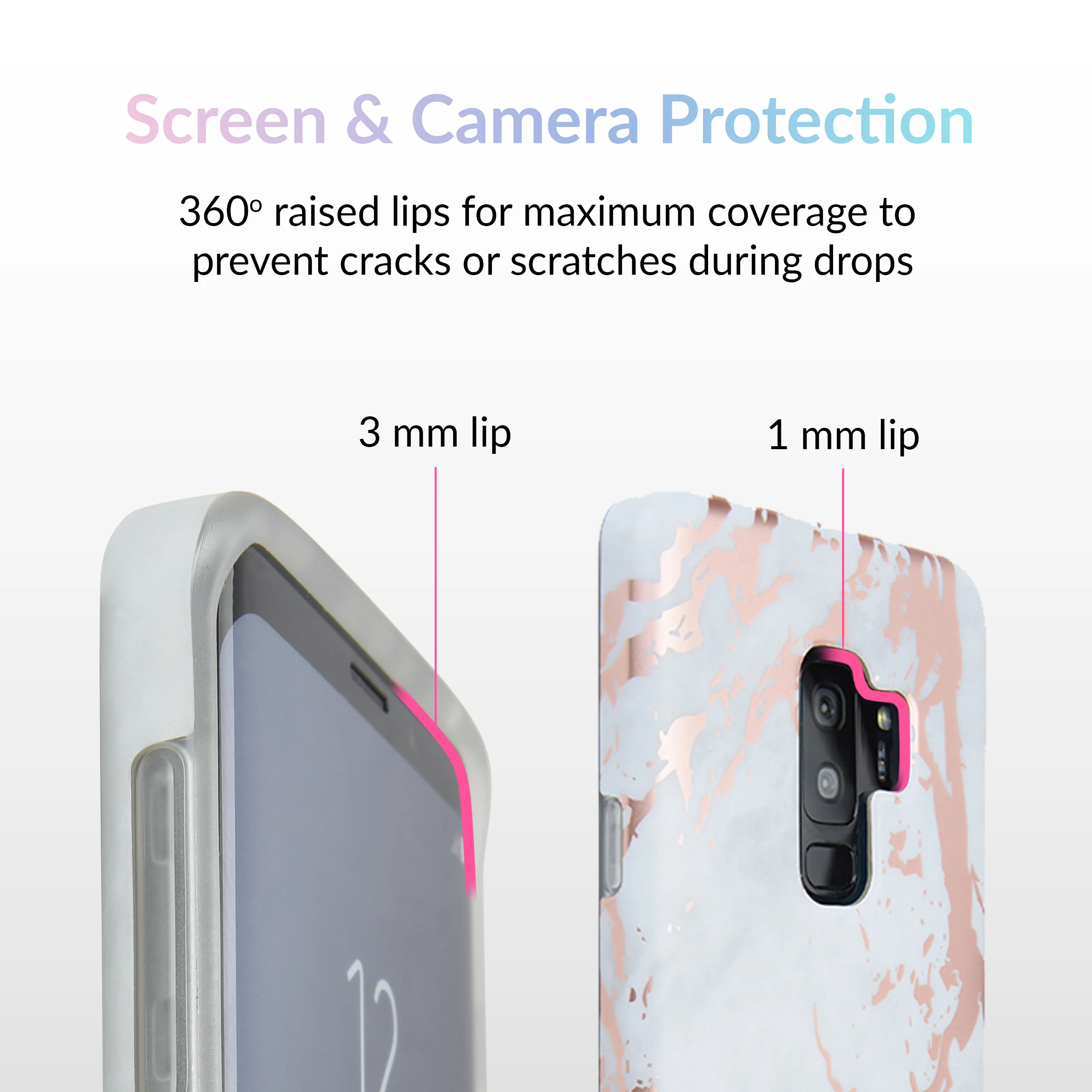 White Marble Rose Gold Chrome Samsung Galaxy Case - Image 17