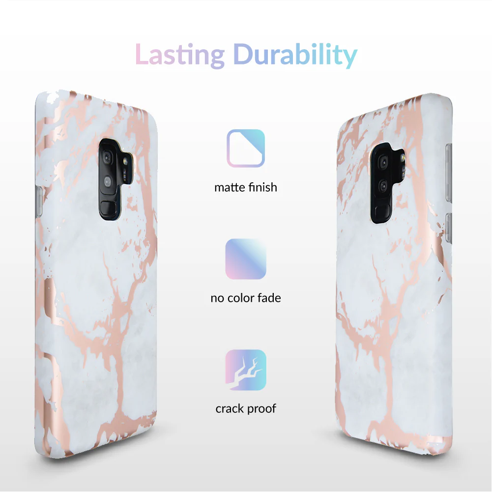 White Marble Rose Gold Chrome Samsung Galaxy Case - Image 19