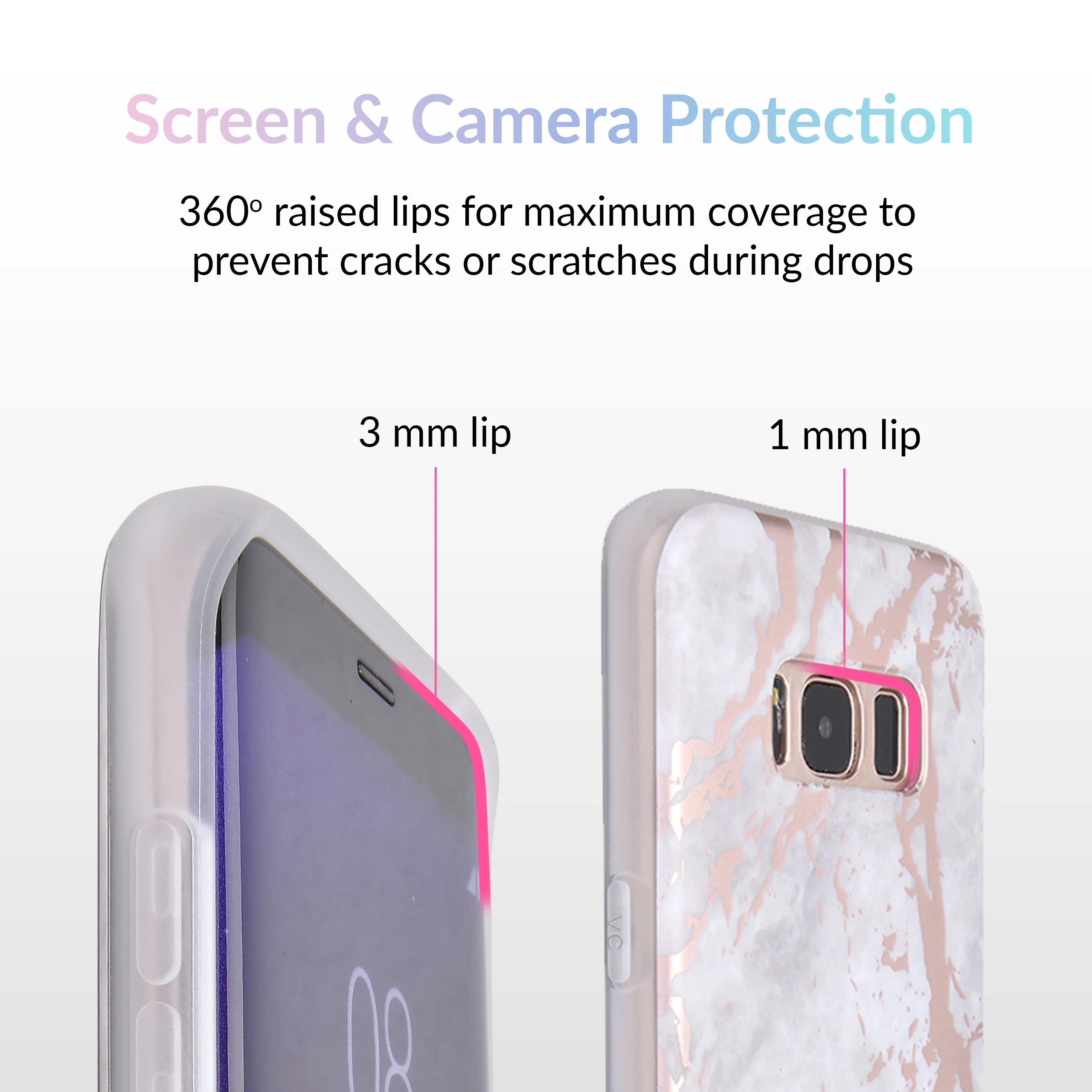 White Marble Rose Gold Chrome Samsung Galaxy Case - Image 2