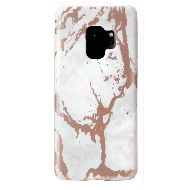 White Marble Rose Gold Chrome Samsung Galaxy Case - Image 21