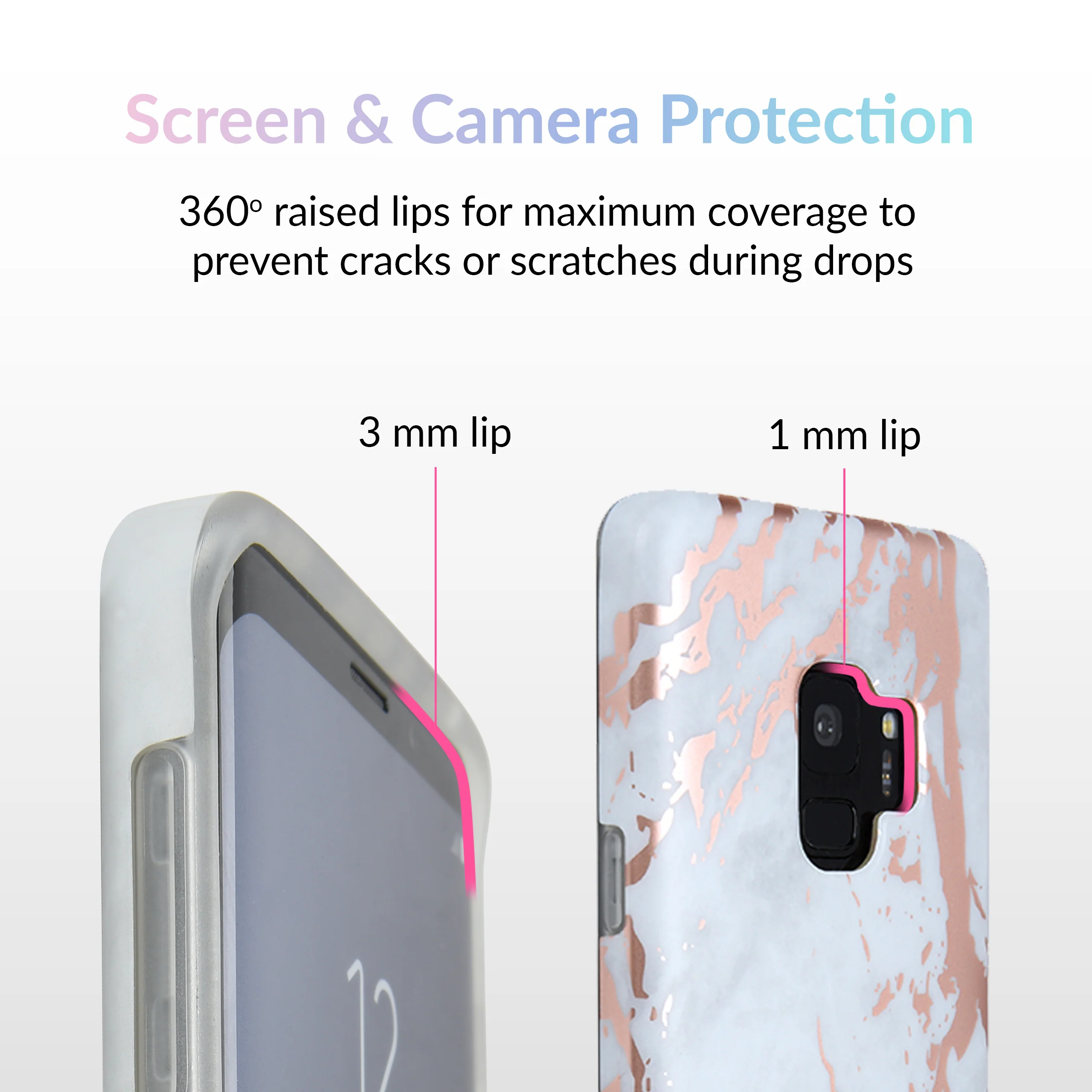 White Marble Rose Gold Chrome Samsung Galaxy Case - Image 22