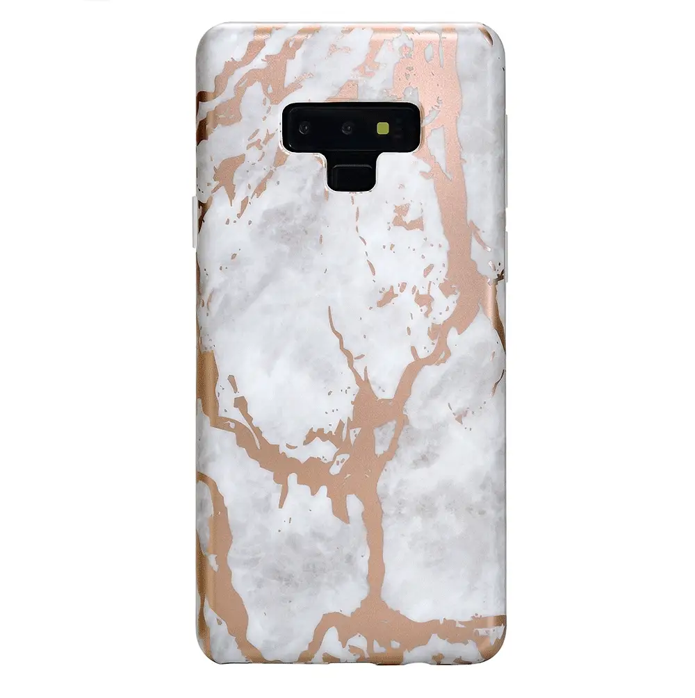 White Marble Rose Gold Chrome Samsung Galaxy Case - Image 26