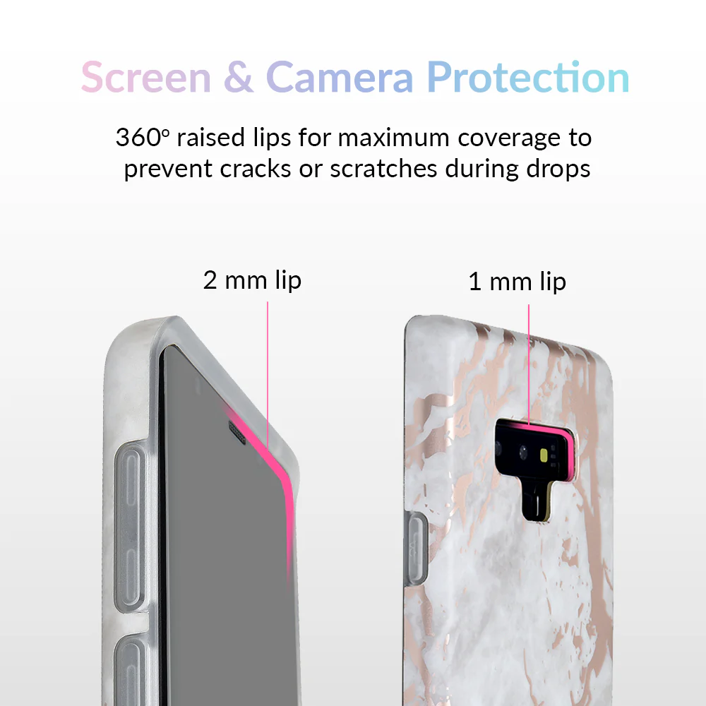 White Marble Rose Gold Chrome Samsung Galaxy Case - Image 27