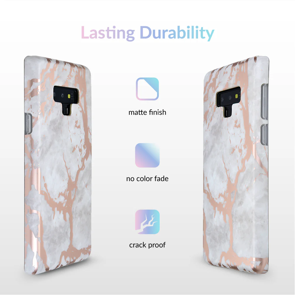 White Marble Rose Gold Chrome Samsung Galaxy Case - Image 29