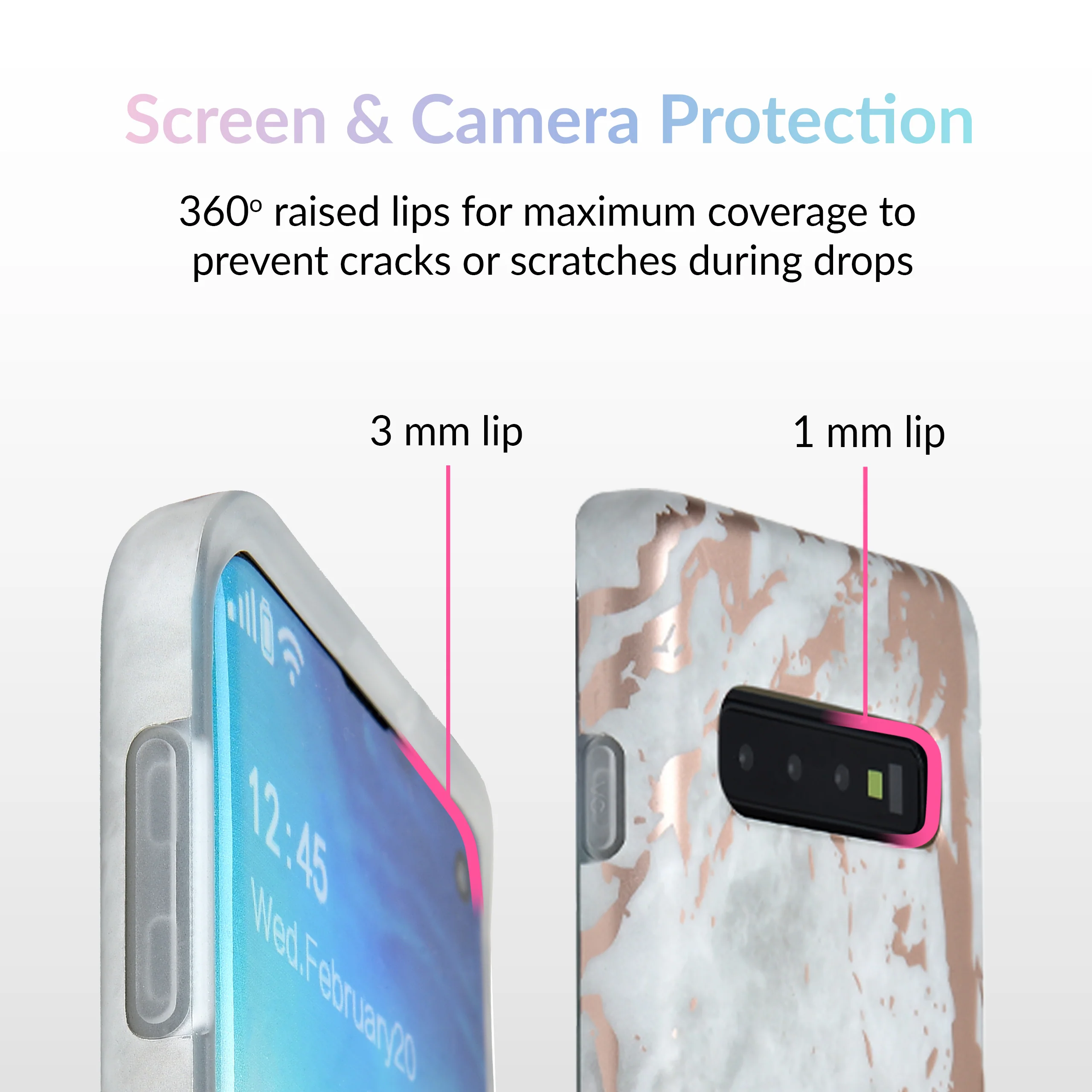 White Marble Rose Gold Chrome Samsung Galaxy Case - Image 36