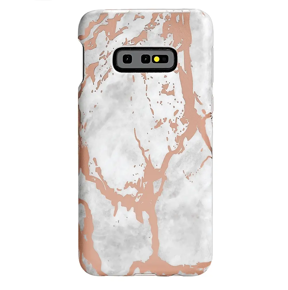 White Marble Rose Gold Chrome Samsung Galaxy Case - Image 39