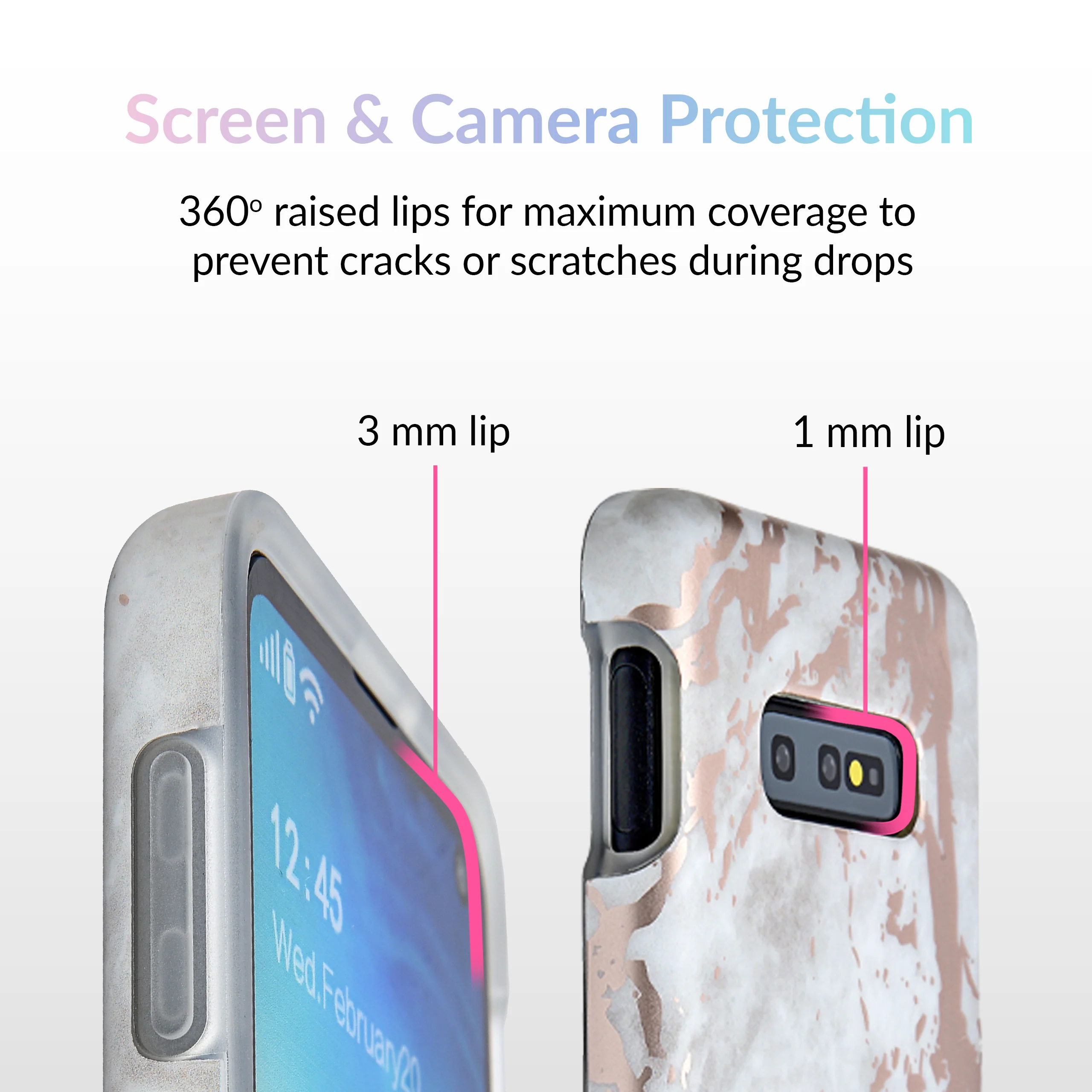 White Marble Rose Gold Chrome Samsung Galaxy Case - Image 40