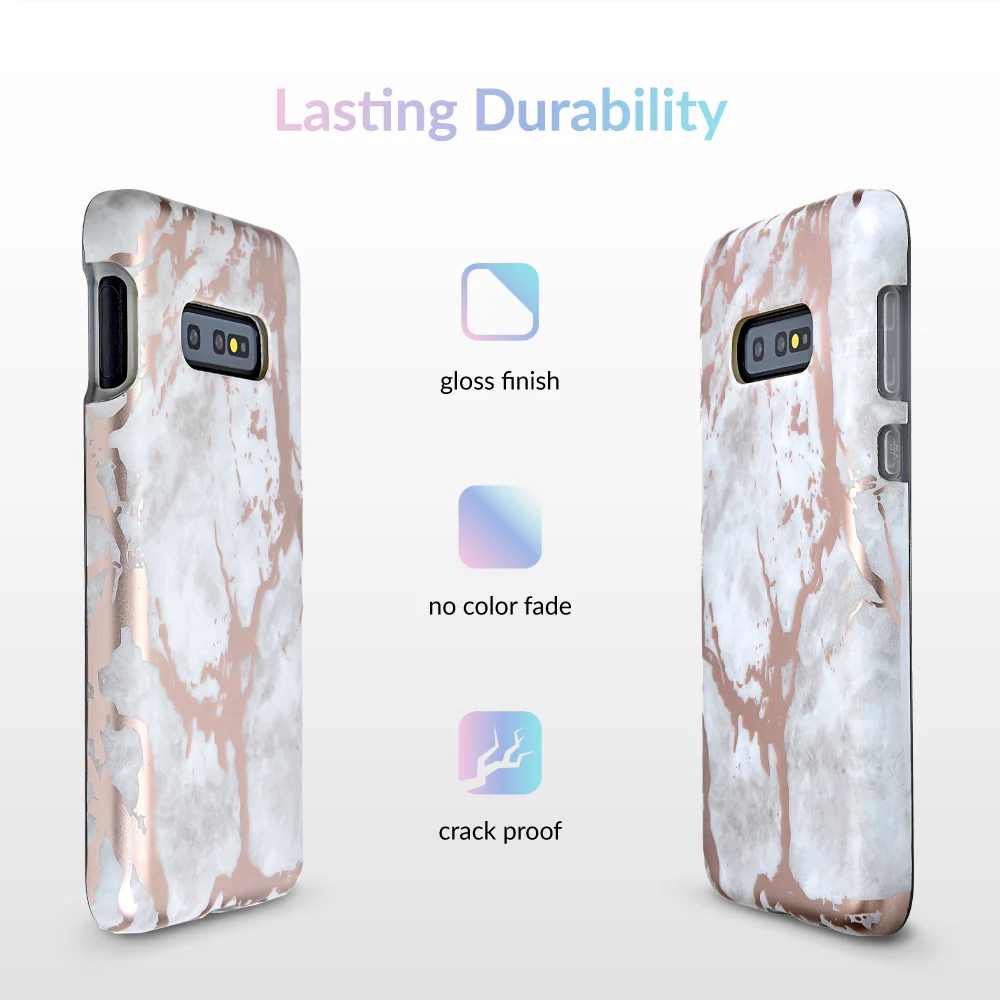 White Marble Rose Gold Chrome Samsung Galaxy Case - Image 41