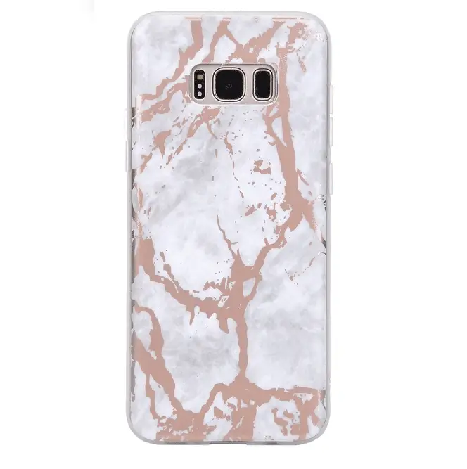 White Marble Rose Gold Chrome Samsung Galaxy Case - Image 6