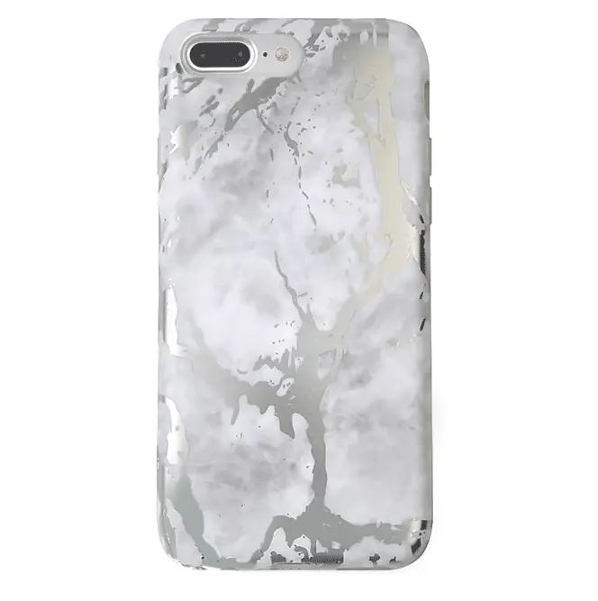 White Marble Silver Chrome iPhone Case - Image 15