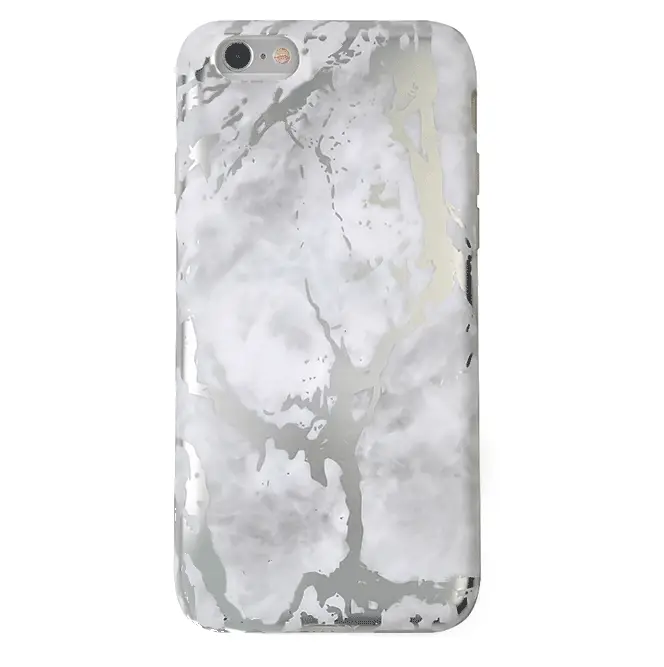 White Marble Silver Chrome iPhone Case - Image 29