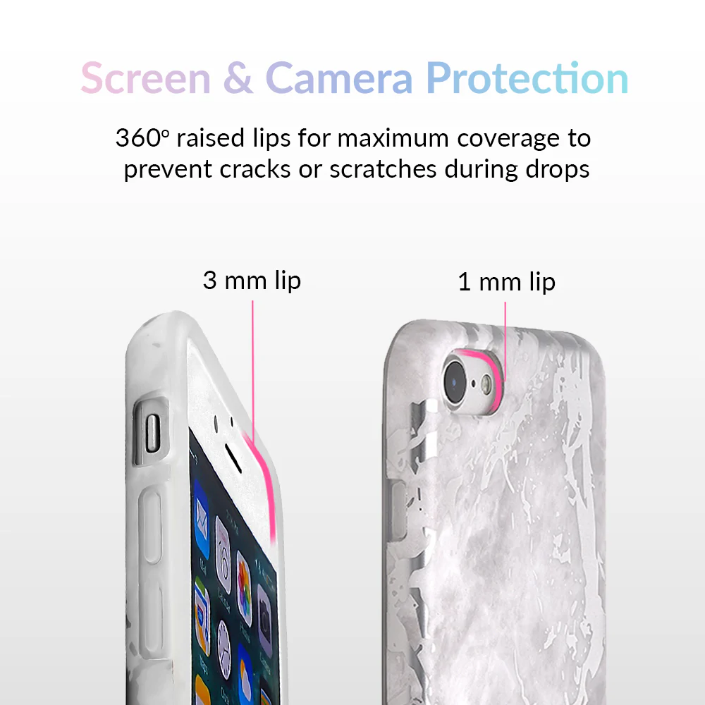 White Marble Silver Chrome iPhone Case - Image 3