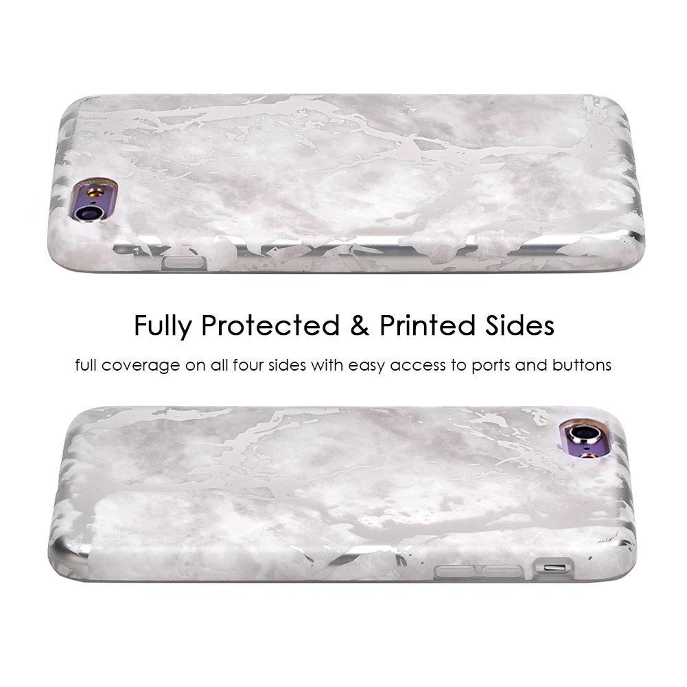 White Marble Silver Chrome iPhone Case - Image 38