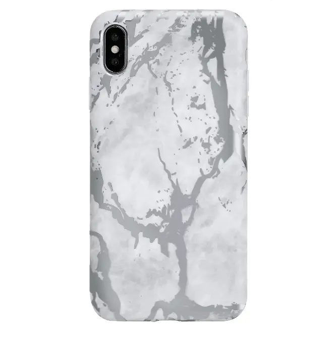 White Marble Silver Chrome iPhone Case - Image 48