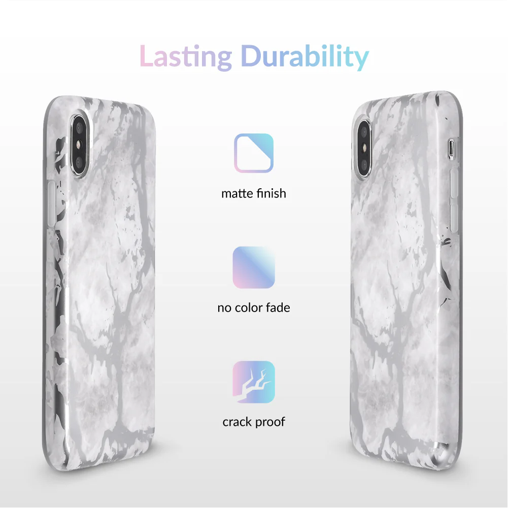 White Marble Silver Chrome iPhone Case - Image 52