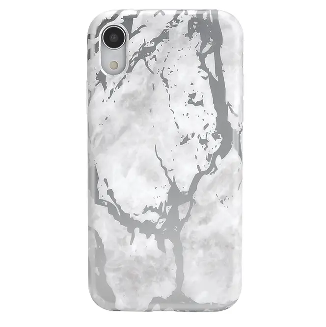 White Marble Silver Chrome iPhone Case - Image 55